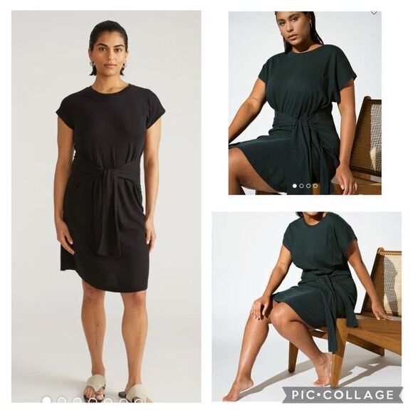 Universal standard Misa linen jersey tie dress ‘deep sea’ green - Picture 1 of 11